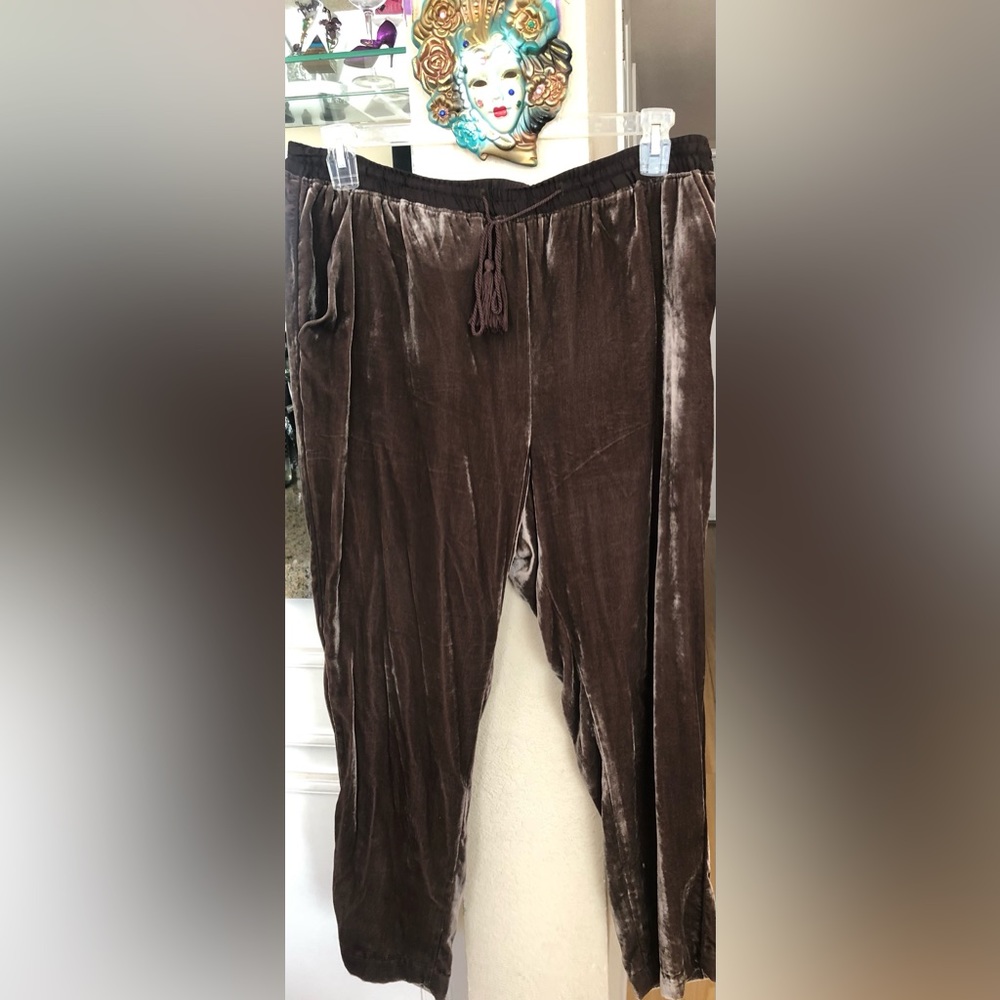Anthropologie, elevens  velvet pants with pockets and tassels